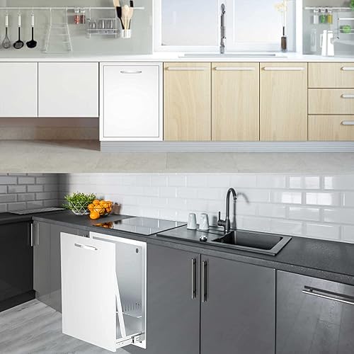 Miniatura 5 de AHLOKI Basurero individual extraíble de acero inoxidable para cocina al aire libre, puede almacenar un bote de basura comercial de 10 galones sin