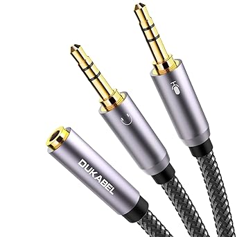 Amazon Co Jp Dukabel 3 5mmオーディオ分配ケーブル 4極メスx1 3極オスx2変換コネクタ イヤホン マイク 変換ケーブル 分岐 ケーブル ヘッドセット変換ケーブル 3 5mmステレオミニジャック高精度合金 クリスタルナイロン 家電 カメラ