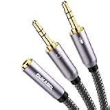 DUKABEL Gold-Plated & Strong Braided Y Splitter Audio Cable - Separate Microphone & Headphone Port Gaming Headset Earphone Adapter - TopSeries (12inch / 30cm)