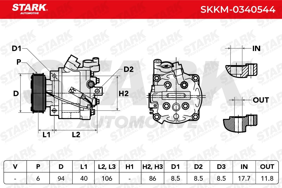 Sprężarka Klimatyzacji STARK SKKM-0340544 PAG 46 YF Kompatybilny z VAUXHALL Adam M13, OPEL Mokka/Mokka X J13, CHEVROLET AVEO sedan T300