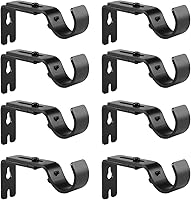 Vista 10 de Soportes de barra de cortina ajustables resistentes para barras de cortina de 3/4 o 5/8 pulgadas (2 unidades, negro)