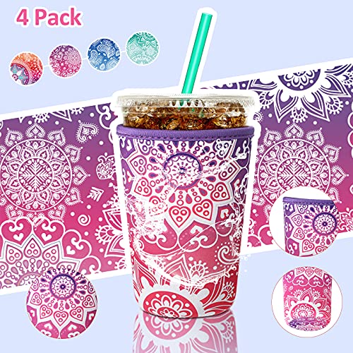 image for Patelai 4 Pieces Reusable Coffee Sleeve Cup Insulator for Cold Drinks 