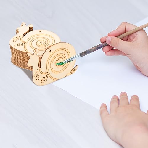 Miniatura 6 de EXCEART 50 recortes de caracol de madera sin terminar para pintar manualidades, rebanadas de madera de 4 pulgadas para proyectos de decoración del