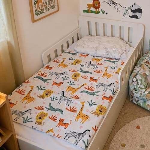 Pack of 2 Potty Training Bed Pads | Washable 100% Waterproof Single Mattress Protector | Bedwetting Sheet for Toddler & Single Beds | Non Slip | Soft & Absorbent | UK Brand | Safari Animals