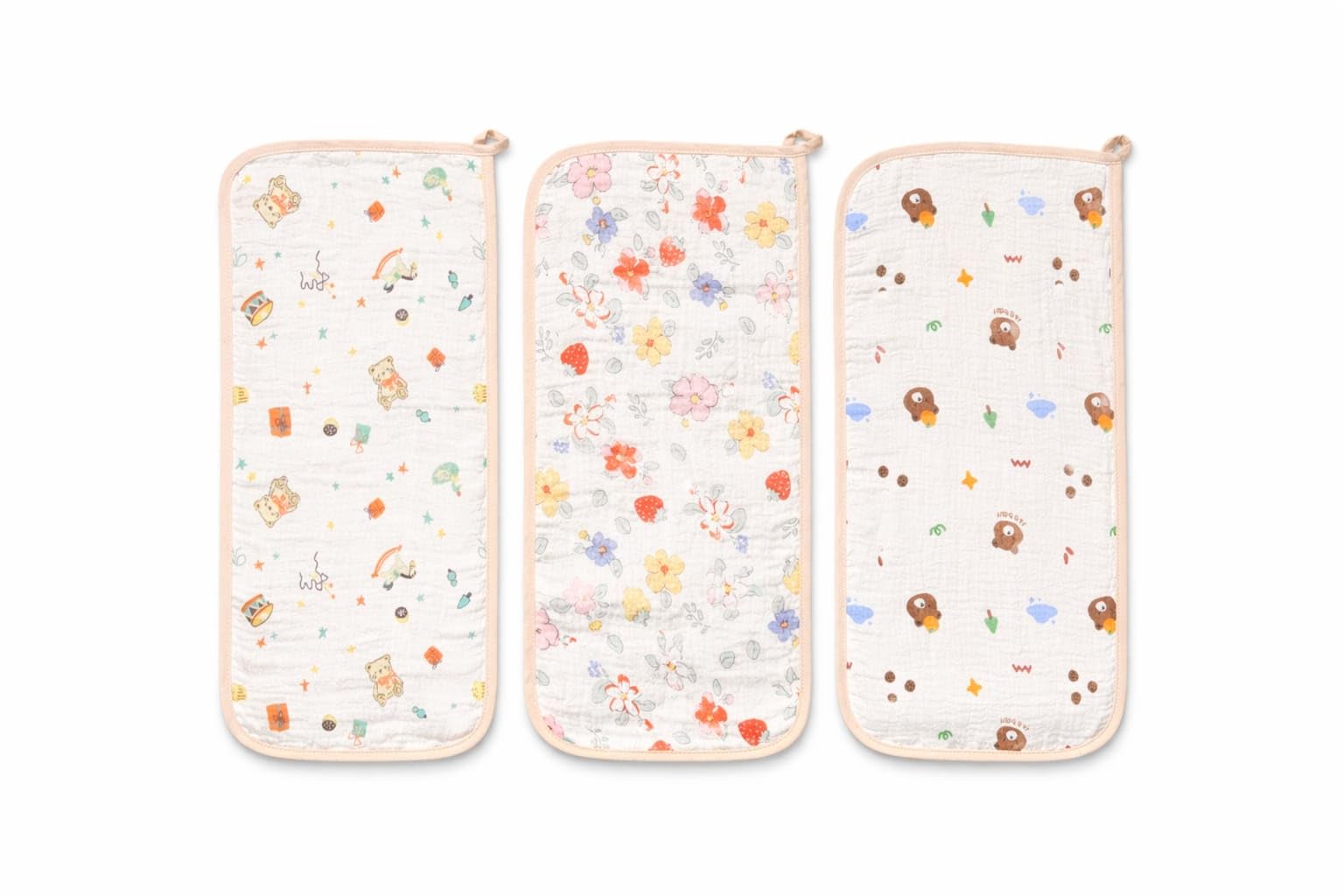 Hi Mom Baby Burp Cloth Set of 3 Muslin Cotton Burpy Bibs for Newborn Babies Ultra Soft Absorbent Feeding Shoulder Cloth Reusable Spit Up Cloths Baby Essentials for Boys Girls - Cream Color 5-image-46