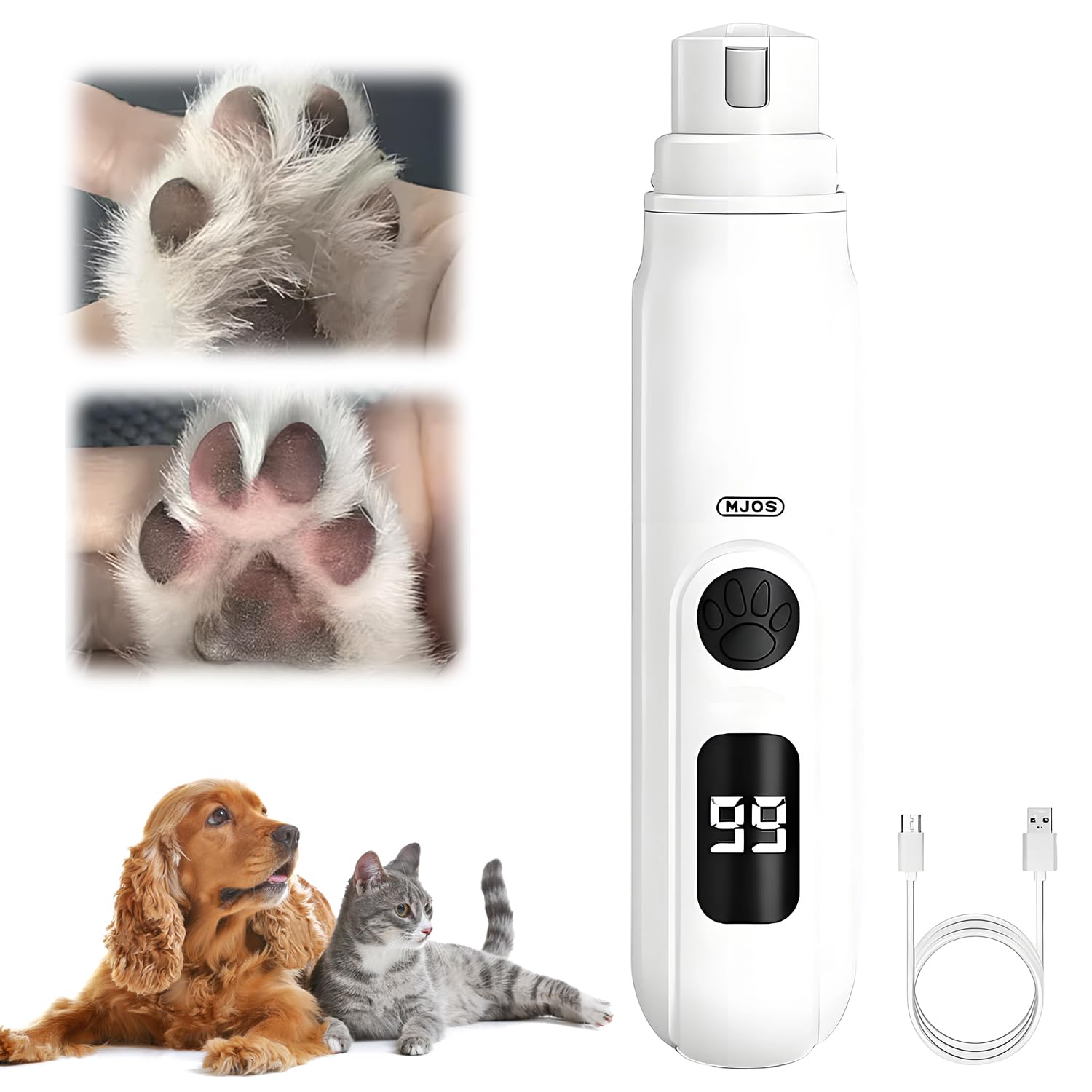 2025 Upgrade Cordless Pet Nail Trimmer for Dogs & Cats with LED Light, 3-Speed Low Noise Nail Grinder for Thick & Long Nails, Fast USB Charging (1 PC) - image 2