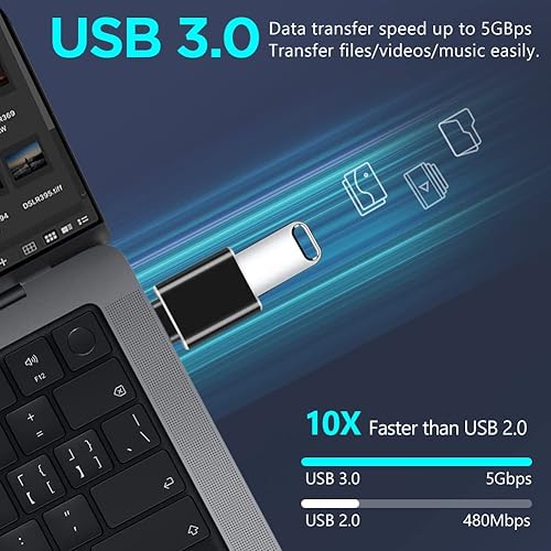 Miniatura 5 de Adaptador USB C a USB, adaptador micro USB a USB C, transferencia de datos SuperSpeed y carga rápida compatible con