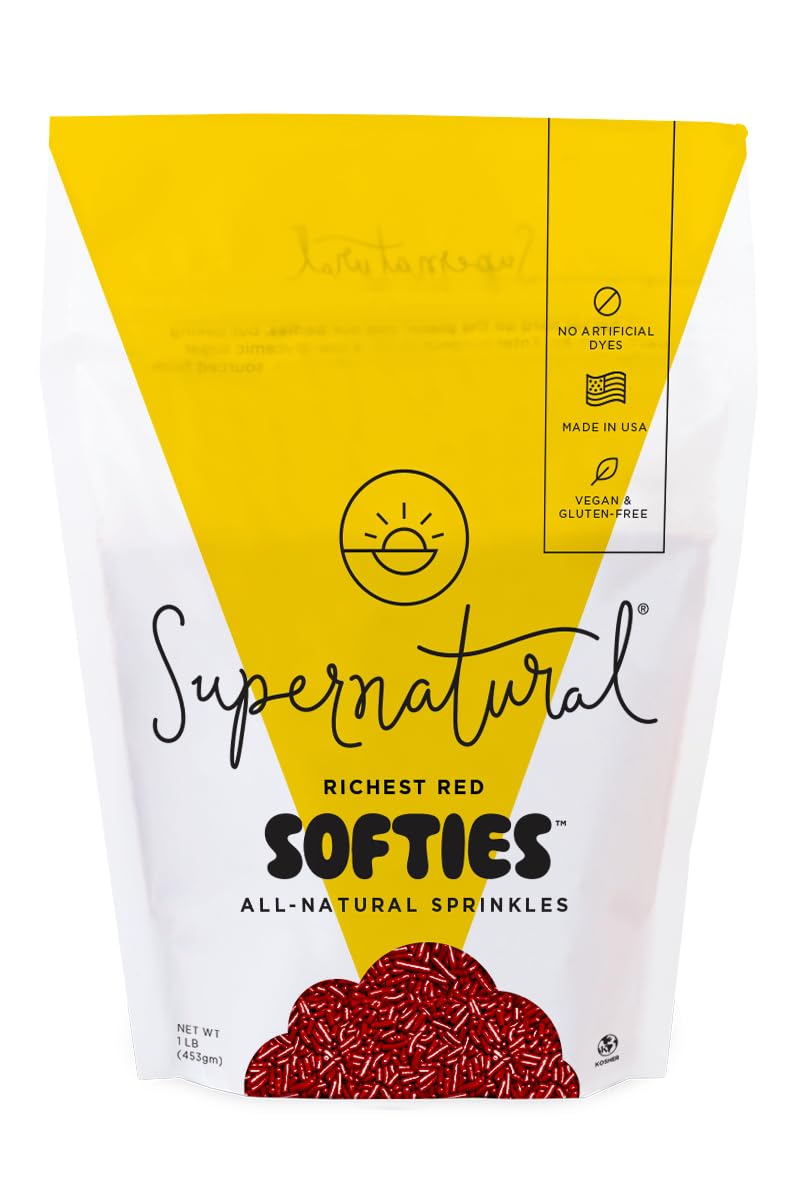 Supernatural Richest Red Softies Sprinkles, Dye-Free, Made in USA, Soy Free, Gluten Free, Vegan, 16oz