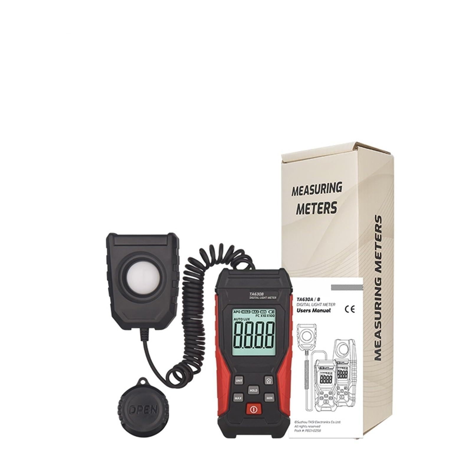 Digital Light Meter, TA630 Luxometer Professional Lux Meter Handheld Light Meter High Accuracy Luxmeter 0.1-200000LUX Illuminometer Photomete(TA630B)