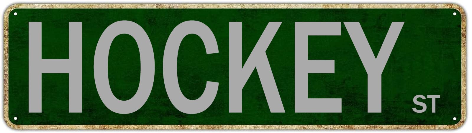 Hockey St Retro Tin Signs Aluminum Art Plaque Gift Outdoor Home Kitchen Garden Wall UV-Resistant Decor 4x16 Inch