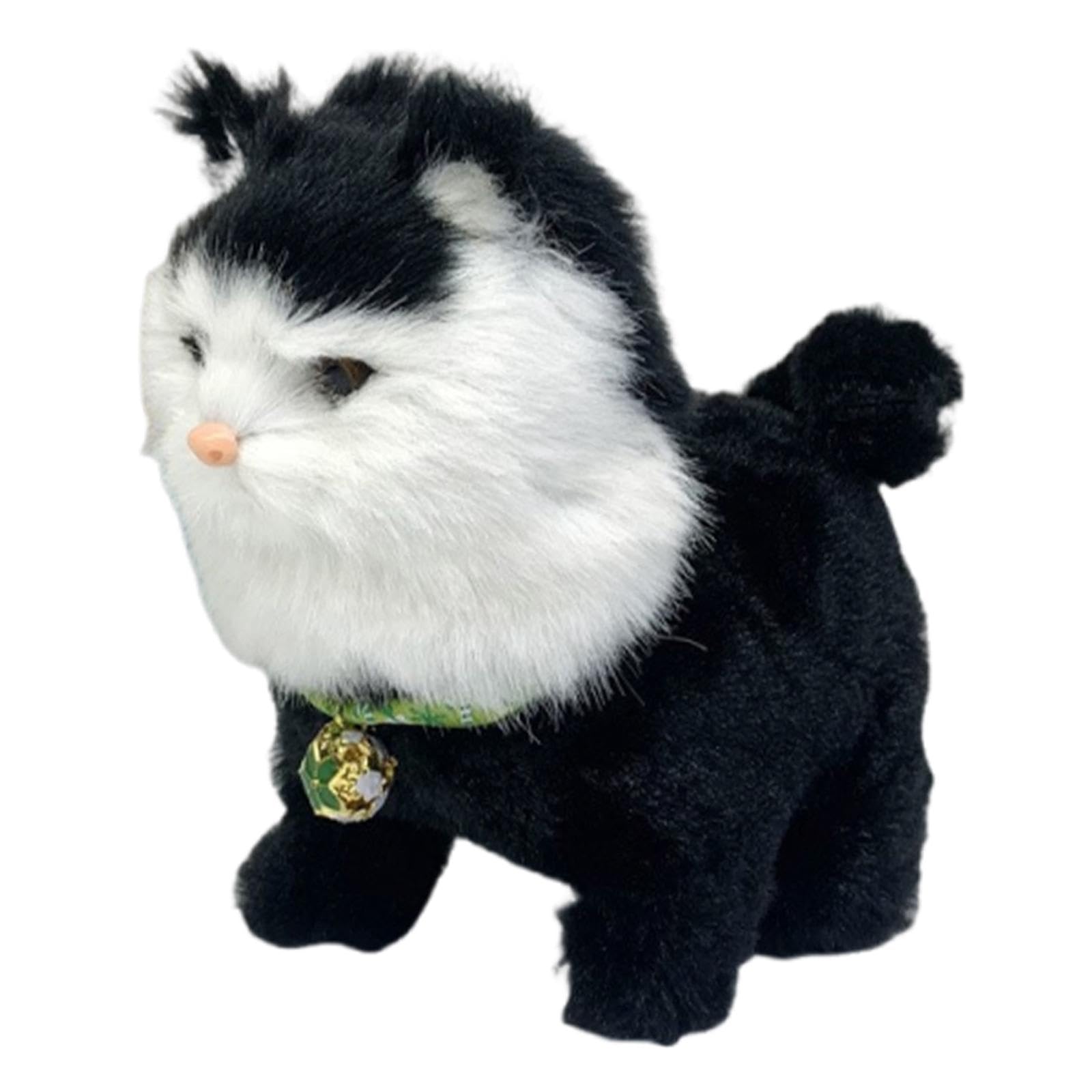 Sharplace Electric Stuffed Walking Cat Plush Toy with Record & Repeat Interactive Meow Kitten, Tail Wagging, Versatile for Child's Gift 7.09x3.94x6.69inch Simulation Electronic Pet Toy, Black