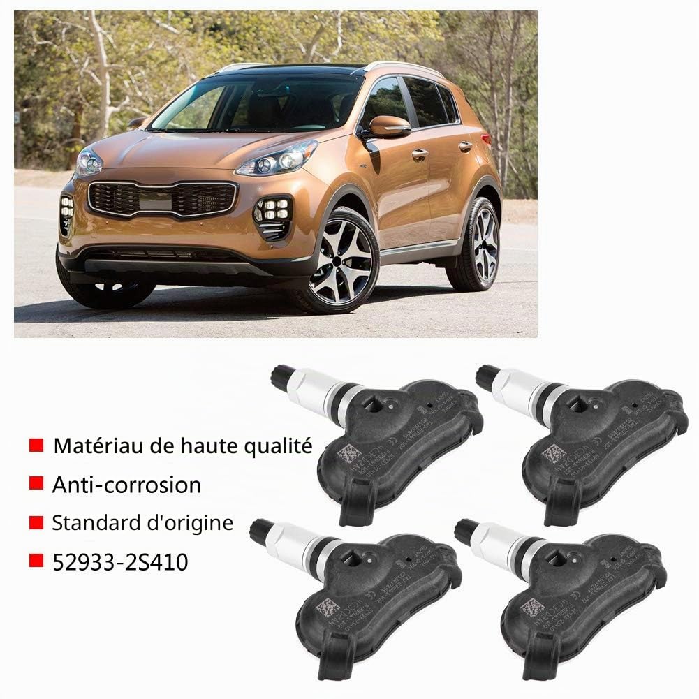 EBTOOLS pour capteur pression pneu voiture niro 4 PCS Car Rdks/TPMS, Système de surveillance de la pression des pneus, Kit de capteurs pour ix35 Elantra Equus i40, 52933-2S410