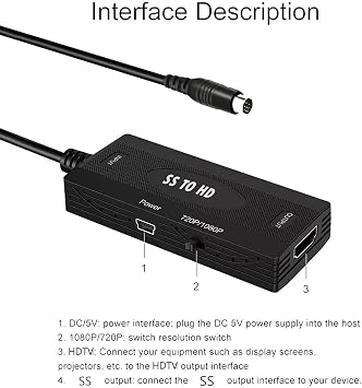 Game Console Video Converter for Sega Saturn, Supports Screen 16:9/4:3 Switch, Resolution 1080P/720P