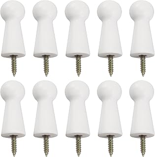 10 Pcs 1.57 Inch Wooden Pegs for Hanging Screw-on Pegs Wood Wall Hooks Suitable for Hanging Clothes Hats Towel, White