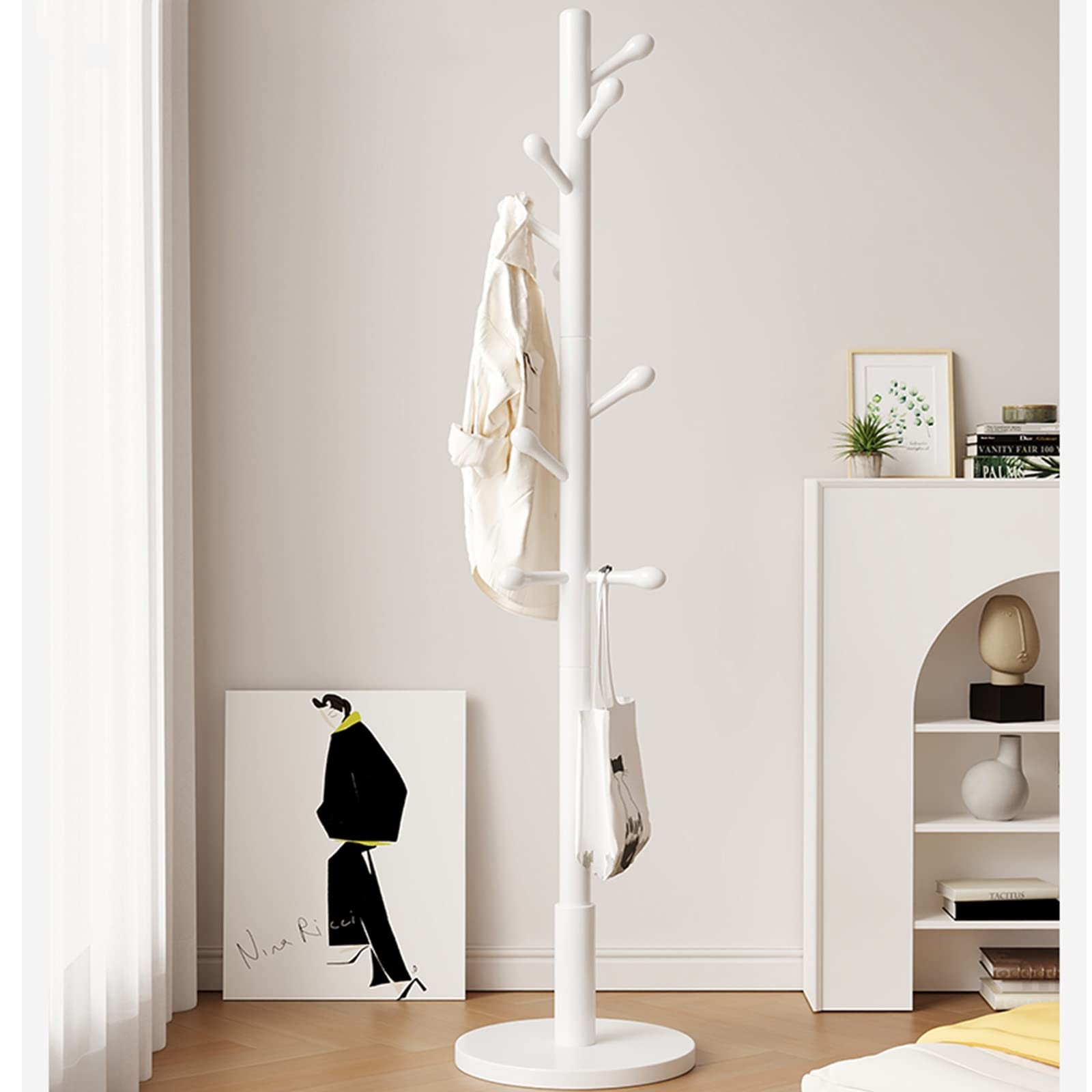 SAeWare Appendiabiti indipendente, appendiabiti da pavimento per camera da letto, solido da appendere, soddisfa le esigenze quotidiane di stoccaggio dei vestiti invernali che non cadono, giallo