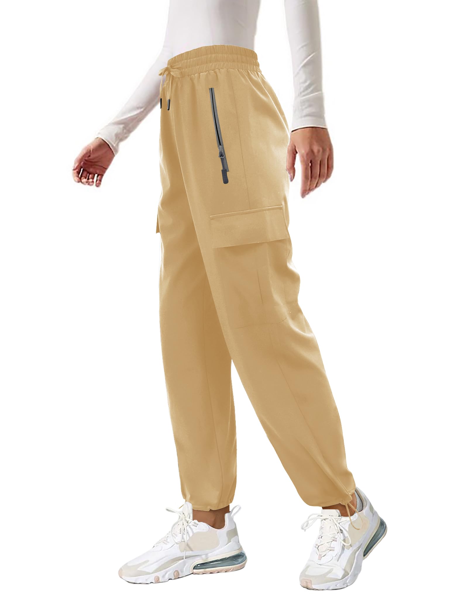 Friptspyg Outdoor Hosen Cargohose Damen Leichter Trekkinghose Wanderhose Schnelltrocken Wasserdicht Einstellgurt Sportlich Jogginghose mit Taschen