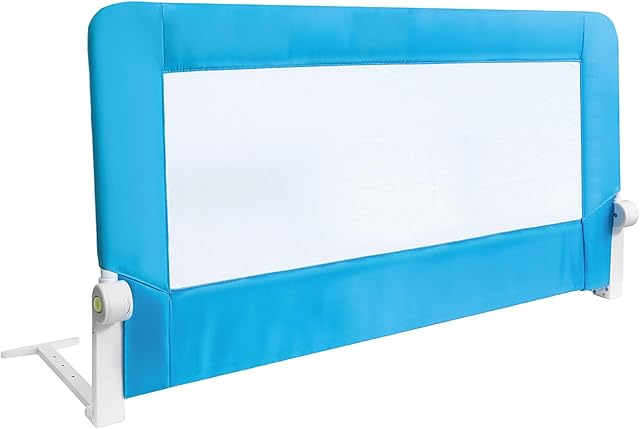 Tatkraft Guard Baby Bed Rail Foldable 120 cm Easy Fit Safety Rail for Toddlers / Kids / Children, Blue, Sturdy and Solid
