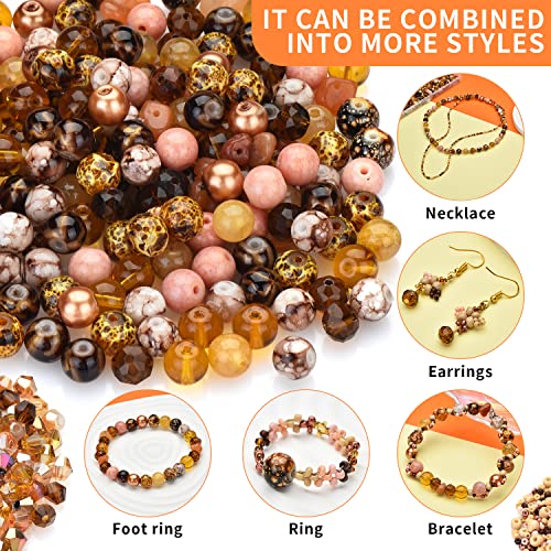 Image of Craft Crystal Beads Jewelry Making Kit, Shade Brown Beads Including 8 Types of Round Beads, with Bicone Beads, Rondelle Beads, Gravel Beads and Seed Beads for Bracelet Making