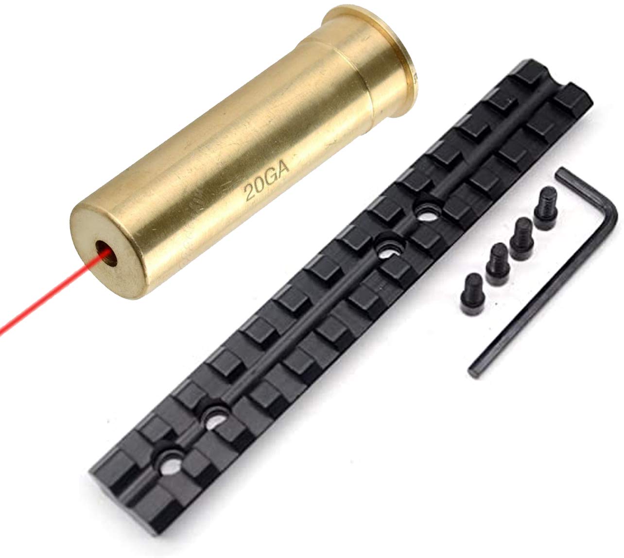 Combo of 2-20 Gauge Laser Bore Sighter Boresight Hunting with Mossberg 500/590 Series Tactical Shotgun Picatinny Rail Mount with Hardware (Combo of 2 - Boresighter & Rail Mount)