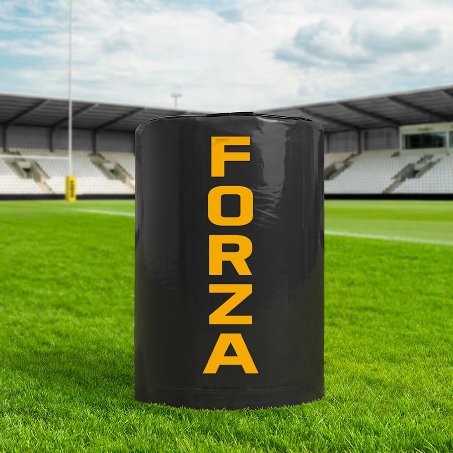 FORZA Low Height Rugby Tackle Bag – Pro Model Rugby Training Tackle Pad with Shock Reducing Foam Core, 615gsm Reinforced Cover & Padded Handles – Junior to Senior Contact Practice Bag (Black, Youth)
