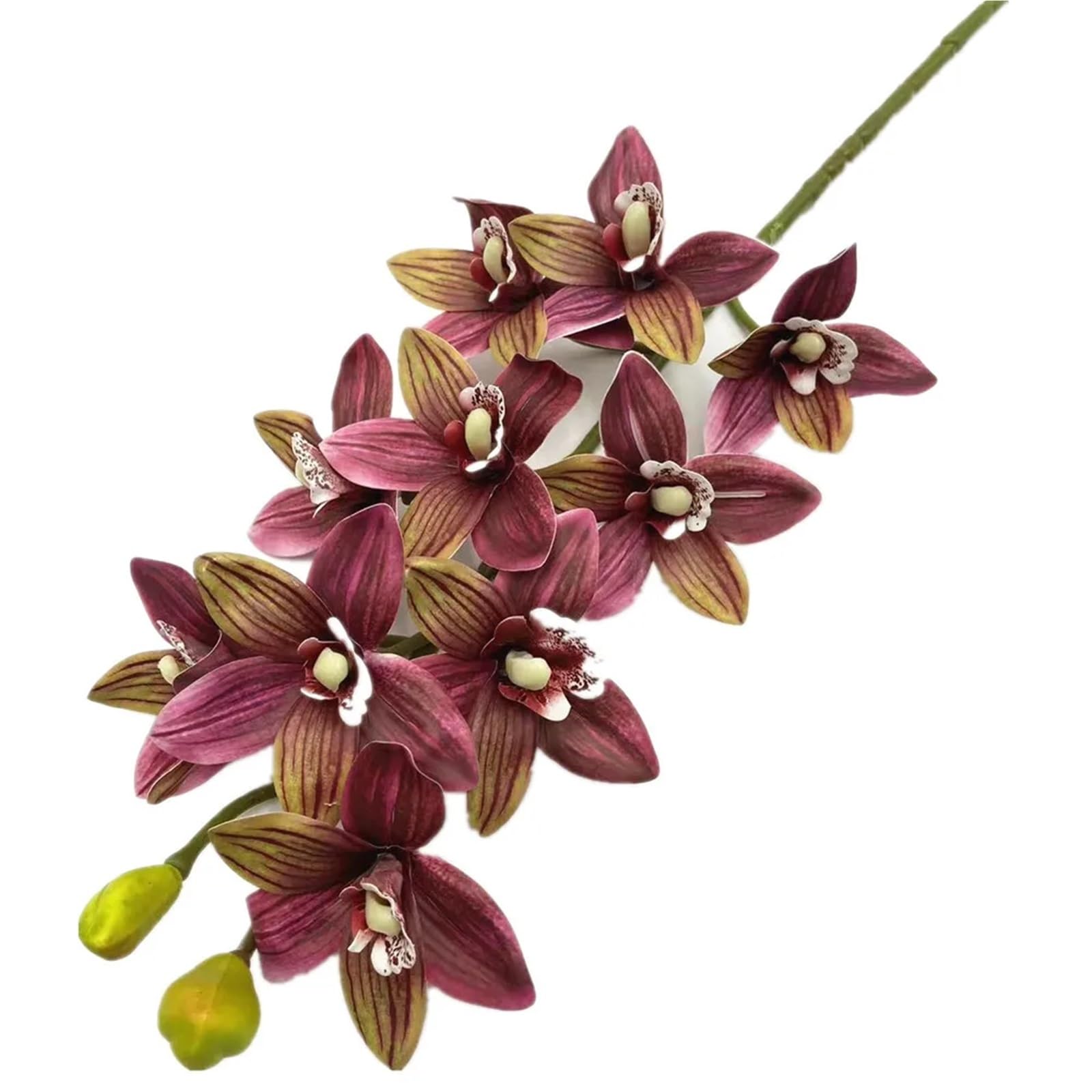 LuoAXINN Artificial Flower Branches 4pcs Artificial Cymbidium Hookerianum 10 Heads Simulated Vanda Phalaenopsis(Color7)