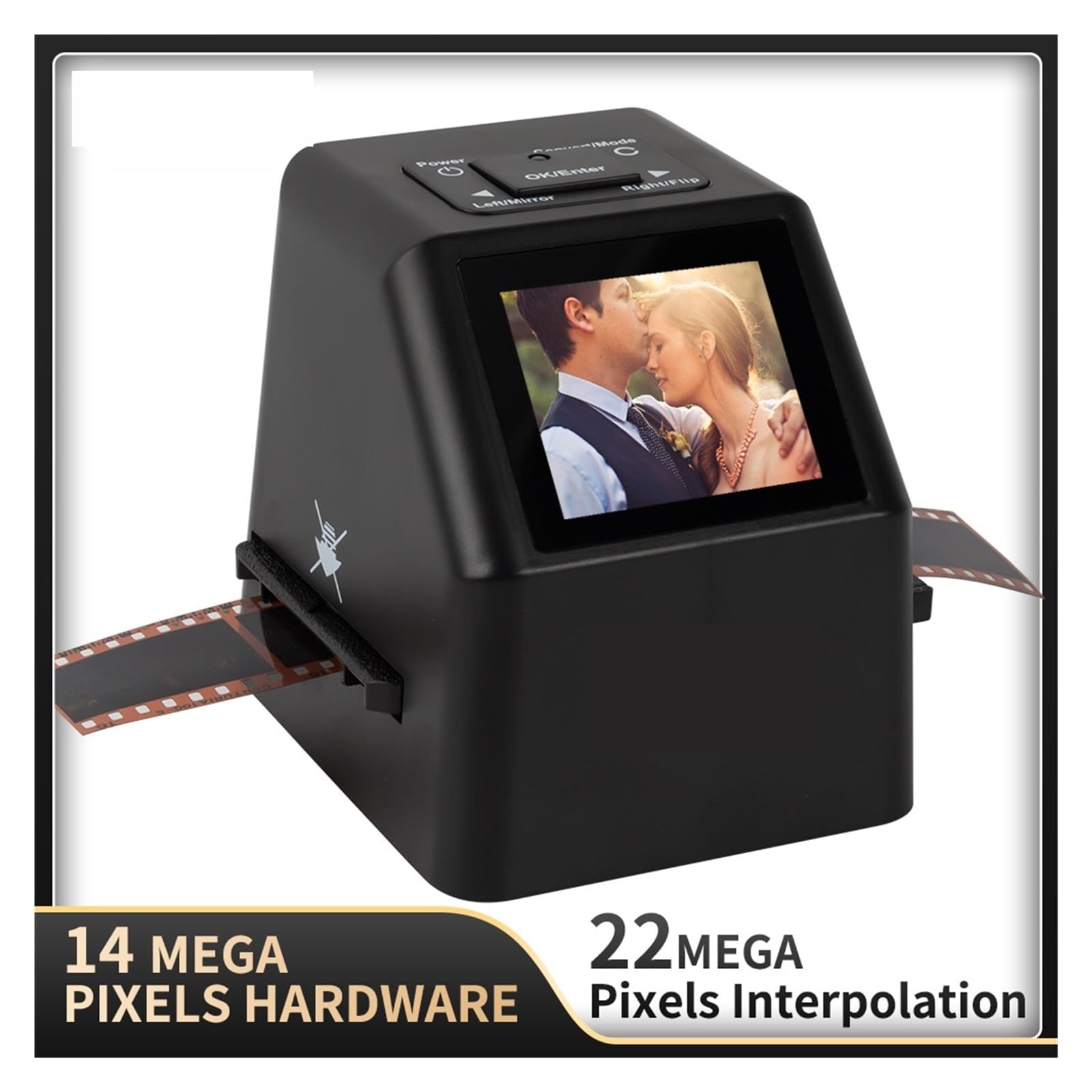 Escáner portátil de película Negativa de 22 MP, conversor de Diapositivas de 35 mm, Visor de imágenes Digitales con Pantalla LCD de 2,4" y Software de edición Integrado.(FS610-white)