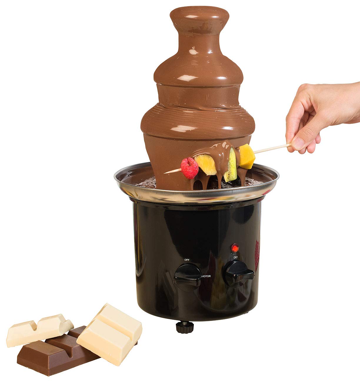 Rosenstein & Söhne Schokoladenbrunnen: Schokoladen-Brunnen mit 2 Ebenen, 275 Watt (Schokofondue Brunnen, Fondue, Schal)