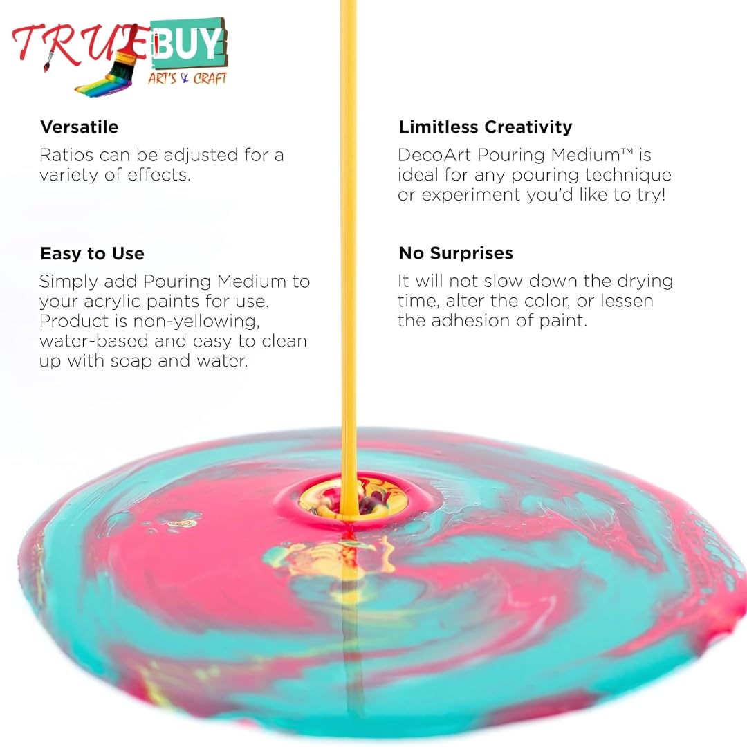 TrueBuy Acrylic Pouring Medium 200 ml | Fluid Art Medium for Smooth Flow & Cells | Ideal for Acrylic Paint Pouring & DIY Crafts 1