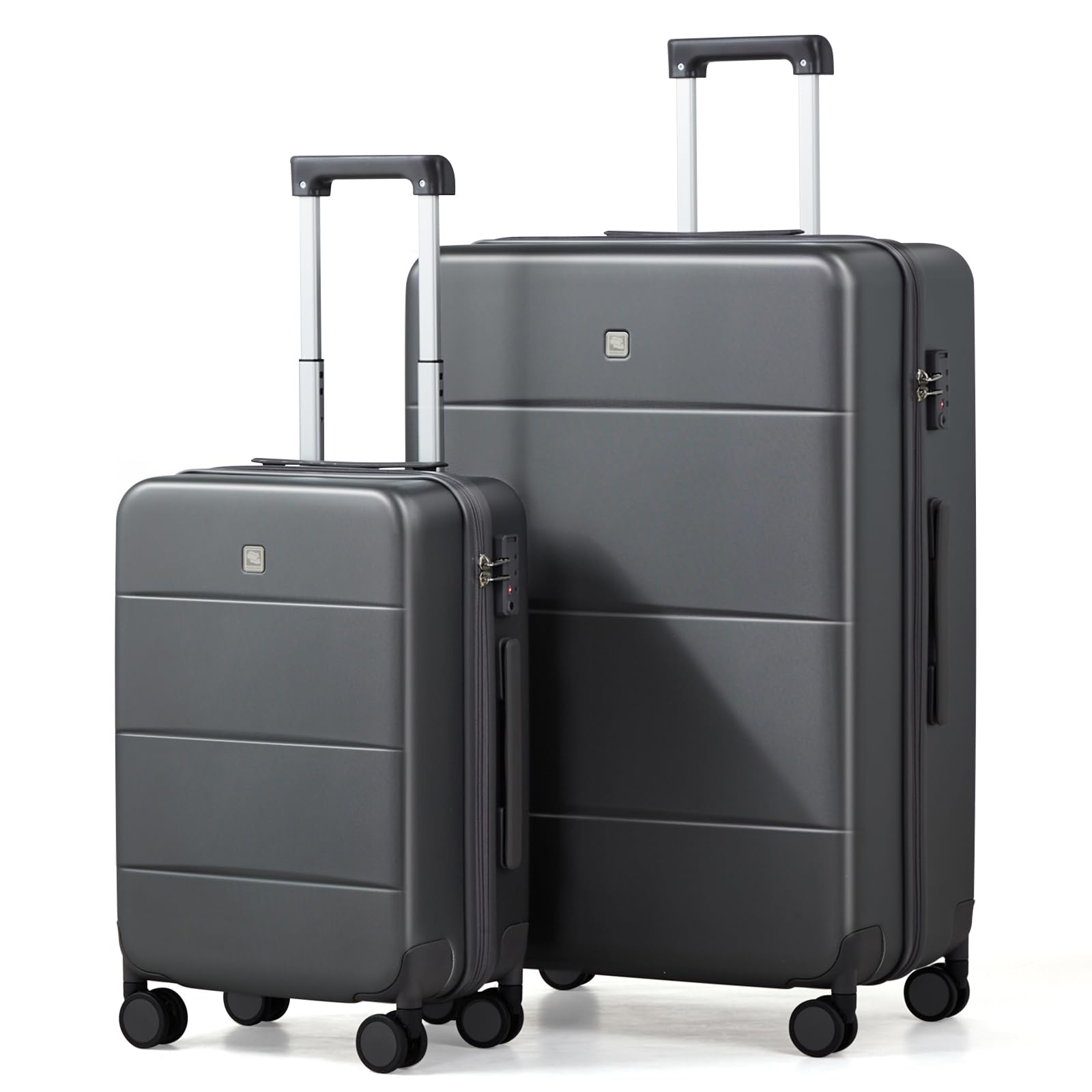 hanke luggage sets 2 piece with spinner wheels, 20/28 inch hard shell suitcases set tsa approved luggage travel rolling large luggage(graphite grey)