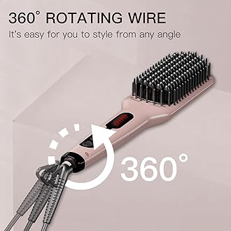 MegaWise Hair Straightener Brush KL1025-2-in-1 Ionic Hair Straightening & Detangling Brush with Adjustable Temperature, Anti-Scald Technology, and Auto Shut-Off for Smooth, Frizz-Free Hair