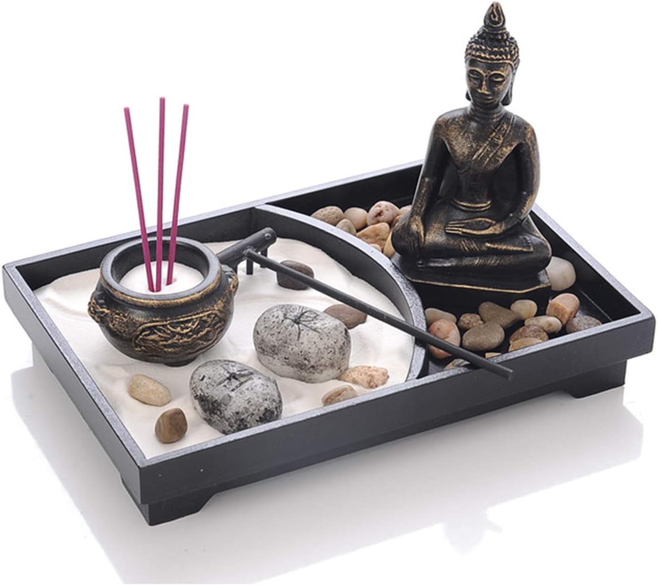 Amazon.com: Zen Garden Set with Tea Light Candle Holders, Buddha Statue ...