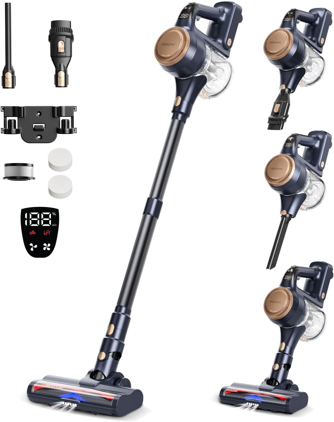 Proscenic P11 Lite Aspirapolvere senza Fili, 38KPa&400W&40Mins Scopa Elettrica Senza Fili con Antigroviglio, Aspirapolvere Senza Fili potente per Pavimenti/Tappeti/Peli Animali