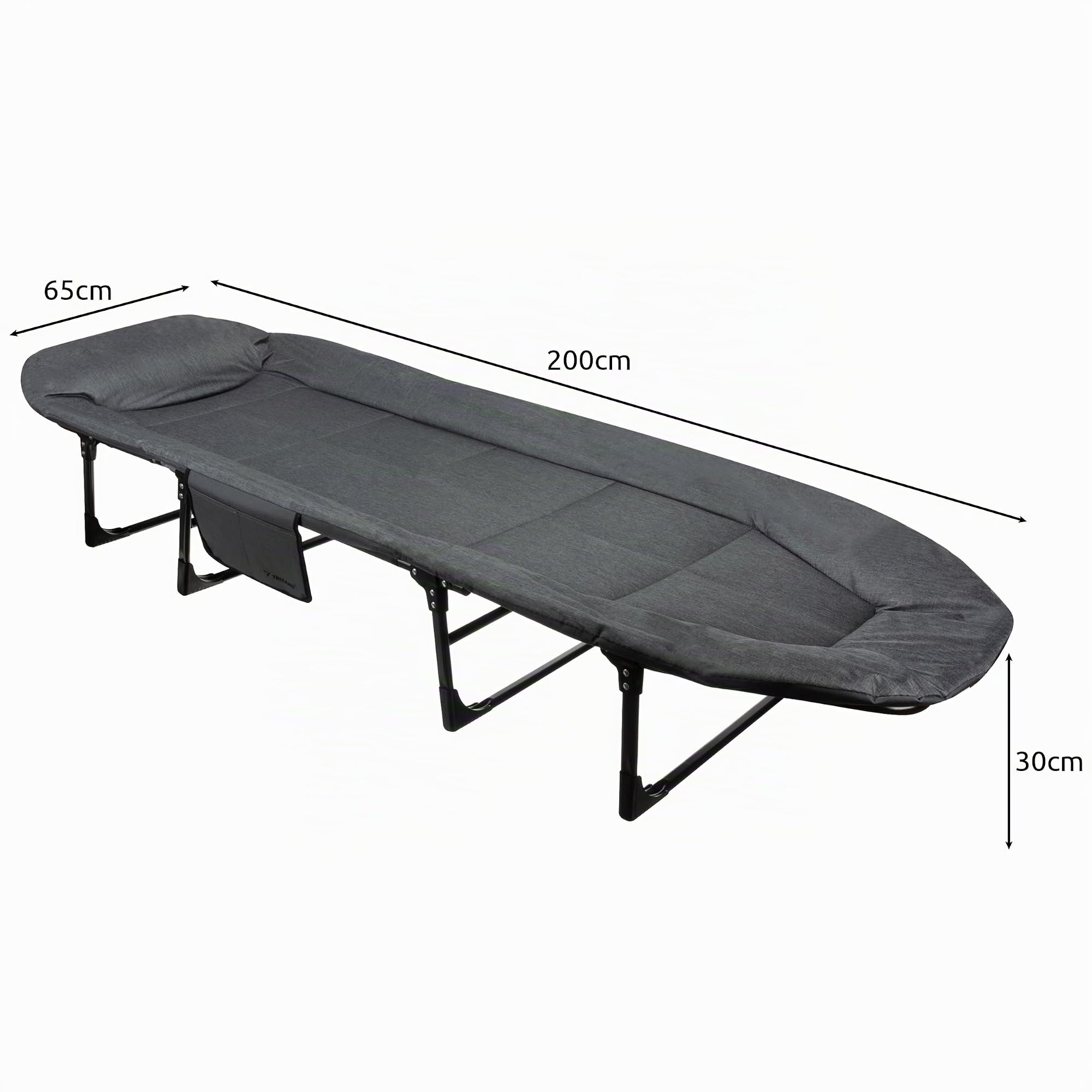 TRIZAND 25380 Lit de camp pliable - Charge maximale : 150 kg - Dossier réglable - 5 niveaux de 0 ° à 90 ° - Lit de voyage portable pour l'extérieur - 200 x 65 cm