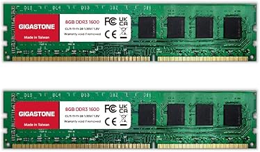 【DDR3 RAM】Gigastone RAM 16GB (2x8GB) DDR3 16GB DDR3-1600MHz PC3-12800 CL11 1.5V UDIMM 240 Pin Unbuffered Non ECC for PC Computer Desktop Memory Module Ram Upgrade Kit (Desktop ONLY)