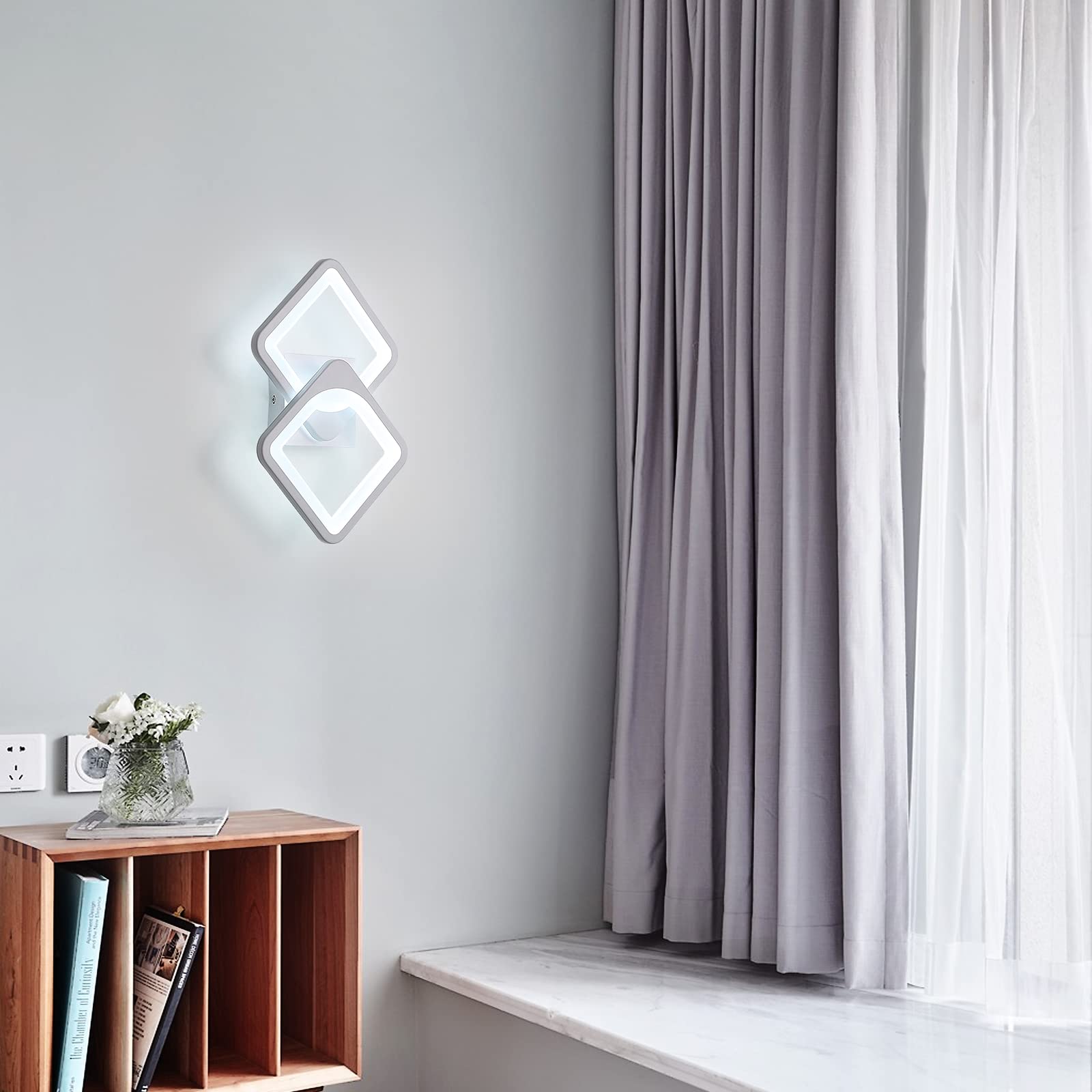 Tealight Applique da parete interno 24W, Lampada da Parete Moderno, Bianco Freddo, 6000K 2400lm, LED Lampada a Muro forma trasformabile per camera da letto, soggiorno, corridoio