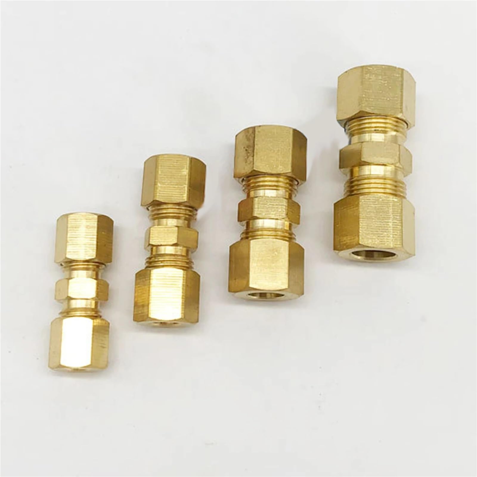 Lot de 5 raccords de compression en laiton de 0,3 cm, 3/16", 1/4", 5/16", 3/8", 1/2", raccord de tuyau en laiton pour huile, eau, carburant