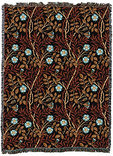Image of Pure Country Weavers William Morris Sweetbriar Sienna Blanket XL - Arts & Crafts - Gift Tapestry Throw Woven from Cotton - Made in the USA (82x62)