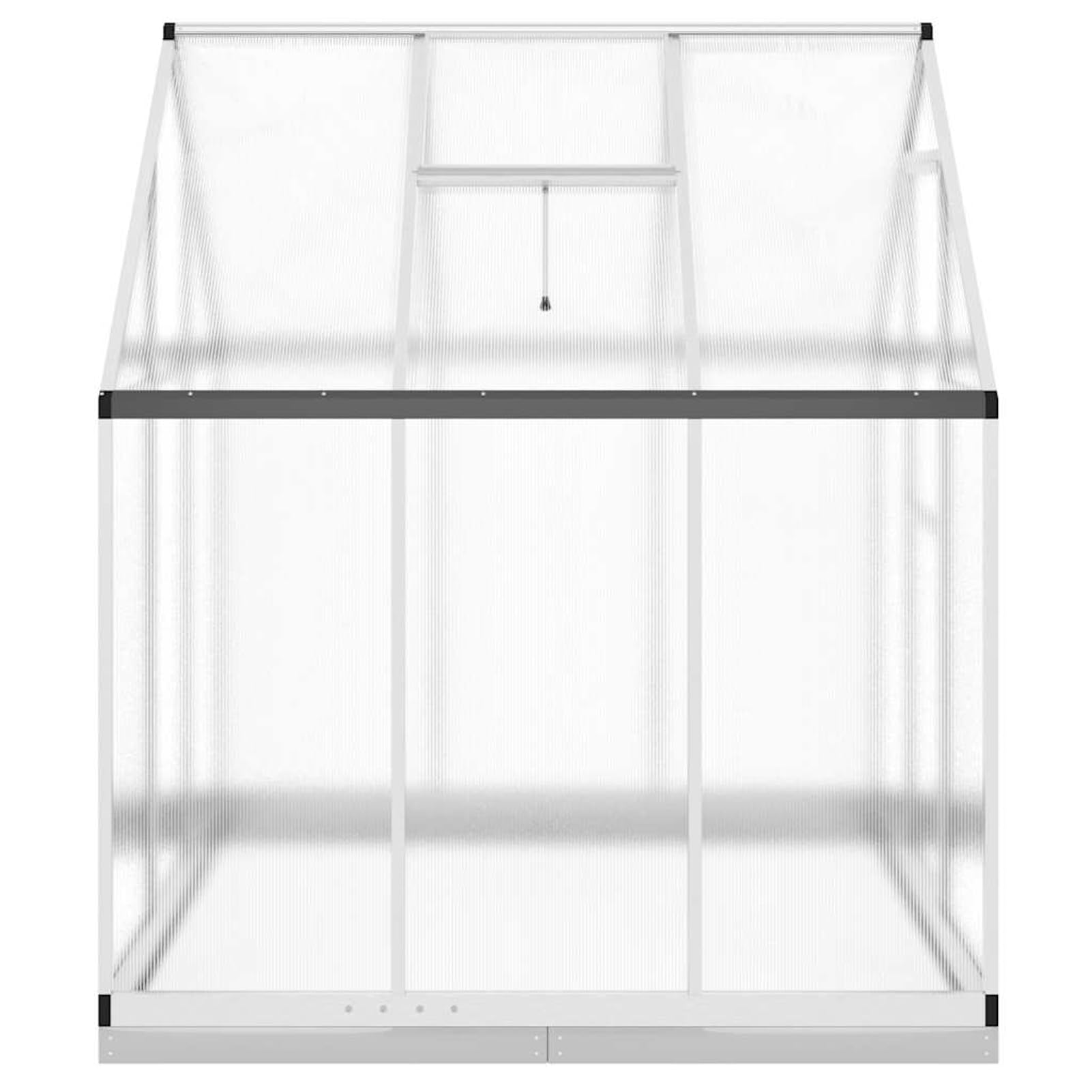 Szklarnia 169 x 169 x 202 cm ze zintegrowaną rynną deszczową i 5-stopniową regulacją okna wentylacyjnego – aluminium/poliwęglan/srebrna – do ochrony roślin w ogrodzie
