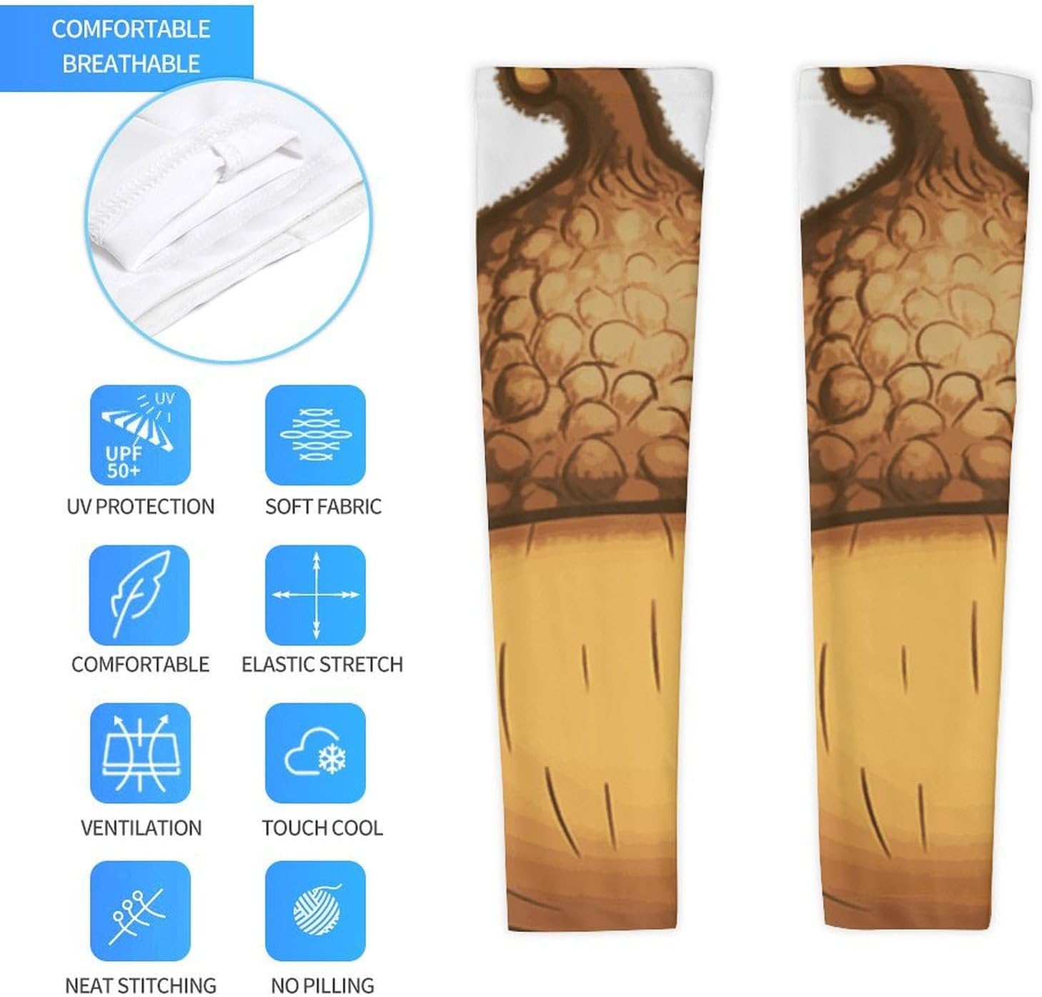 Cartoon Acorn Arm Sleeves for Men Women Sun Protection Sleeves Cooling Compression Arm Covers for Sport