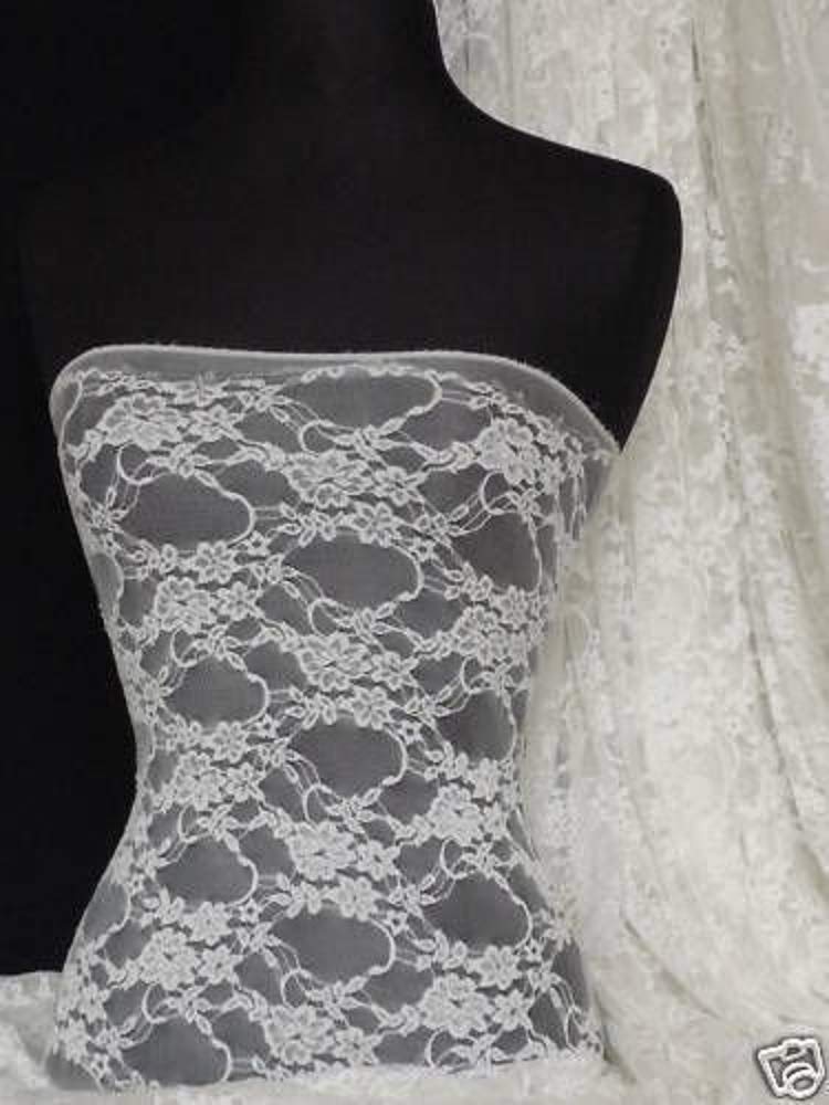 Flower Stretch Lace Fabric | Dressmaking & Dance Wear Material | Sold by The Metre | Same Day Dispatch | by Tia Knight (Ivory) โ image 1