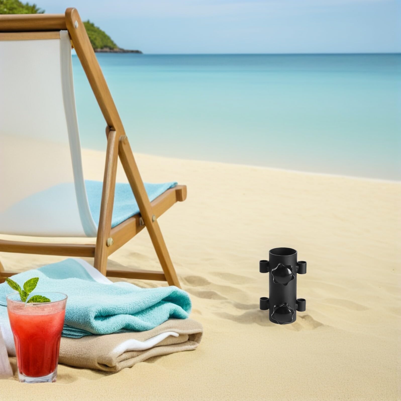 DOITOOL Supporto per Palo da Campeggio in Acciaio Resistente 4 Pezzi Tubo Fisso Regolabile Fissatore per Baldacchino e Ombrellone da Esterno per Barbecue Spiaggia e Giardino