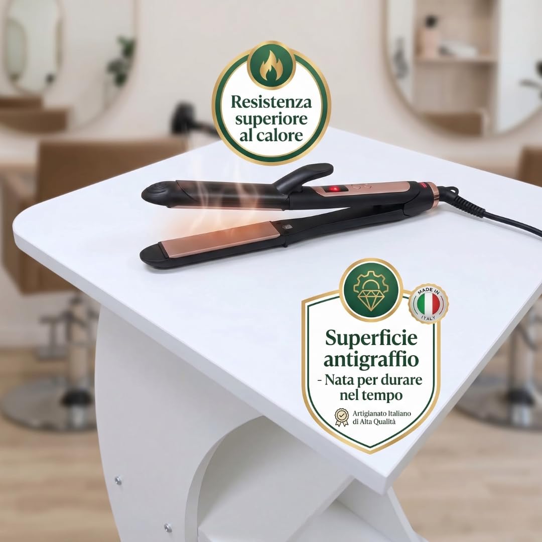 Italy Green Life - Carrello Curvo con Ruote Multiuso in Legno a 3 Ripiani - Mobiletto Salvaspazio 45x45x80 cm - Carrello Estetista - Tavolino con Rotelle Silenziose - Made in Italy