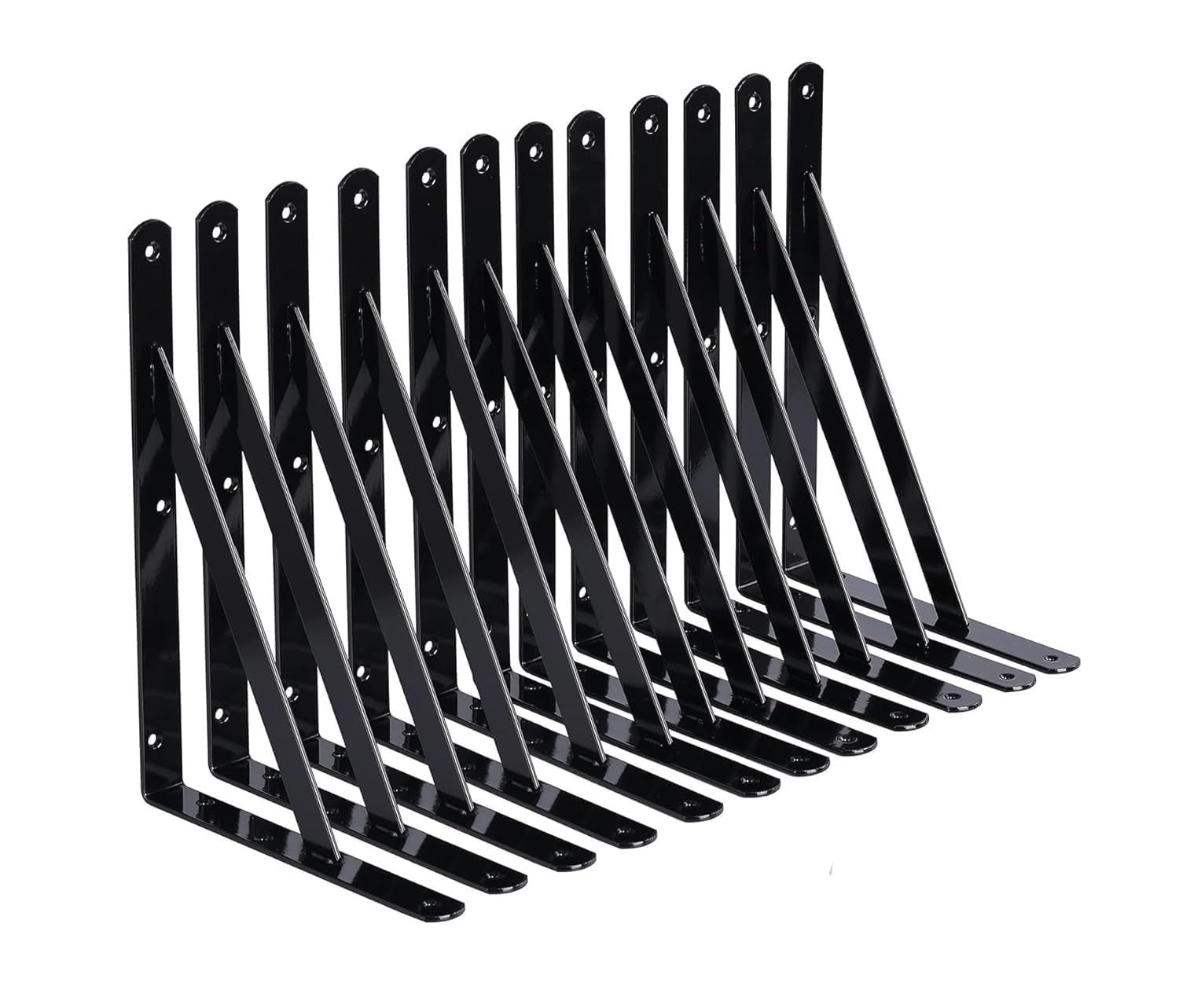 Black Heavy Duty Metal Shelf Brackets Wall Mount Steel Support Brackets with Screws Rust-Resistant Shelf Holder for Kitchen, Bathroom, Garage & Office (Pack of 12 -18Inch)-image-8