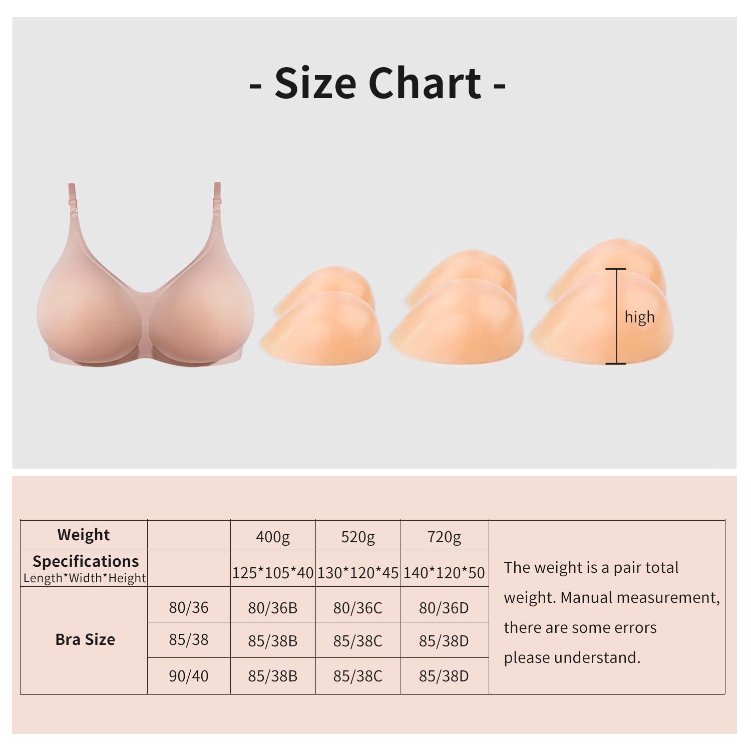 Lervanla Silicone Breast Form for Crossdressers Fake Breasts Wireless Mastectomy Bra with Pockets for Breast Enhancers