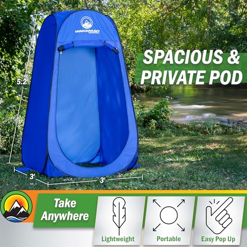 Wakeman Kid Size Pop Up Changing Tent, 3 x 3 x 5.2ft, Mini Camping Shower Tent, Portable Toilet Stall, or Dressing Room for Beach, Dance Recitals, or Sports with Carry Bag, Polyester, Blue - Thumbnail 3