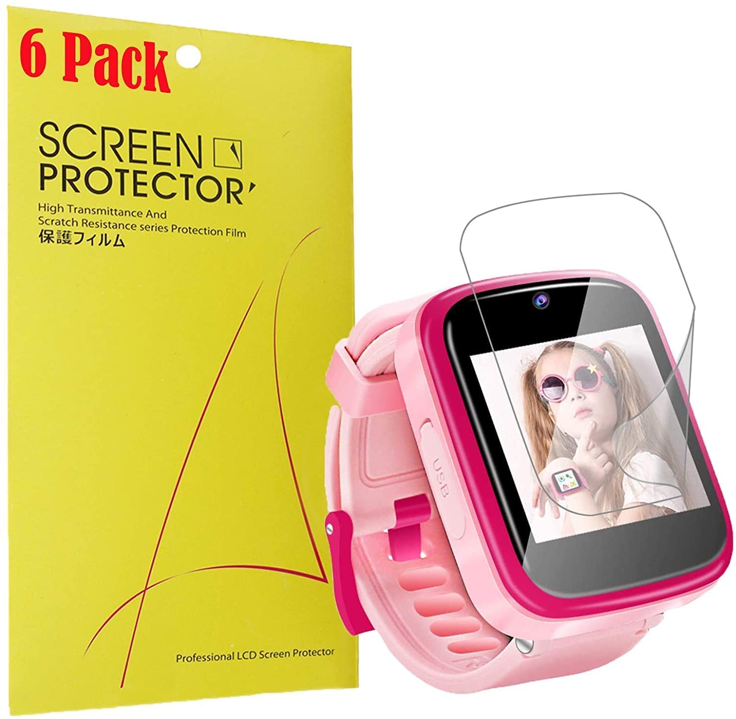 Compatible for Yehtta Kids Smart Watch Screen Protector, Giaogor [6 Pack] Full Coverage TPU Clear Film Compatible for Yehtta Kids Smart Watch (6 pack)