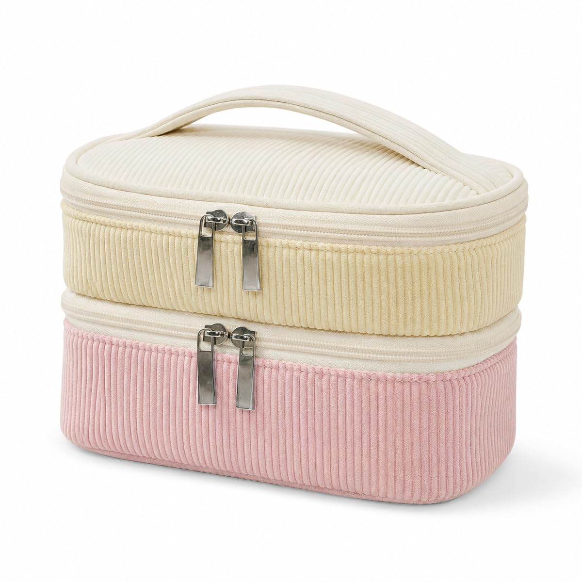 MAYCREATE® Large Makeup Bag Cute Cosmetic Bag Travel Double-layer Make up for Girls Portable Foldable Handle Cosmetics Cases Storage Toiletry Bags for Womens-image-5