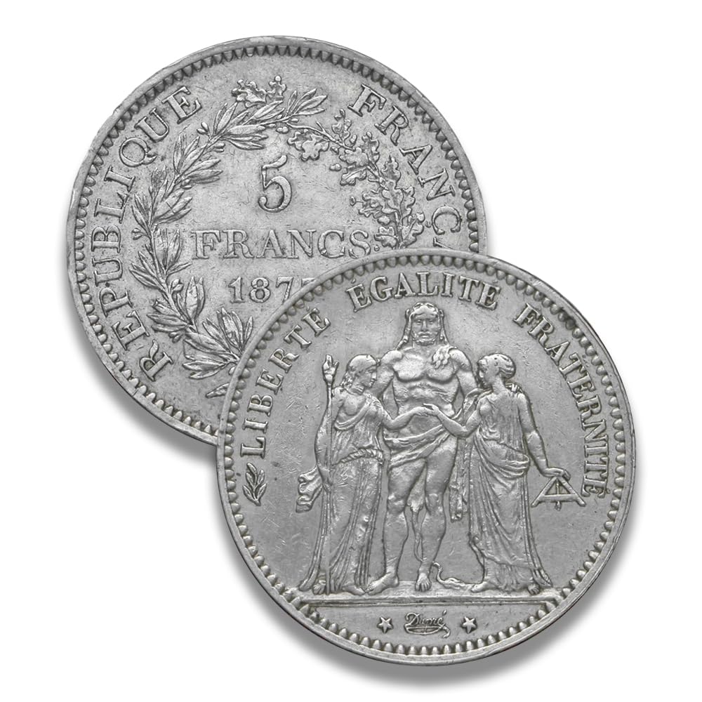 Monnaies françaises, 5 francs Hercule Argent, Monnaie Antique France, Monnaies Anciennes, Collection de pièces de Monnaie en Argent, pièces Anciennes pour collectionneur - 5 francs Hercule 1876