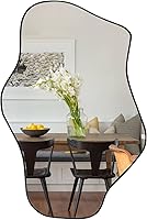 Vista 15 de Espejo irregular, 47.2 x 21.6 pulgadas, asimétricos sin marco, espejo de pared abstracto dorado, espejos modernos de forma única para sala de estar