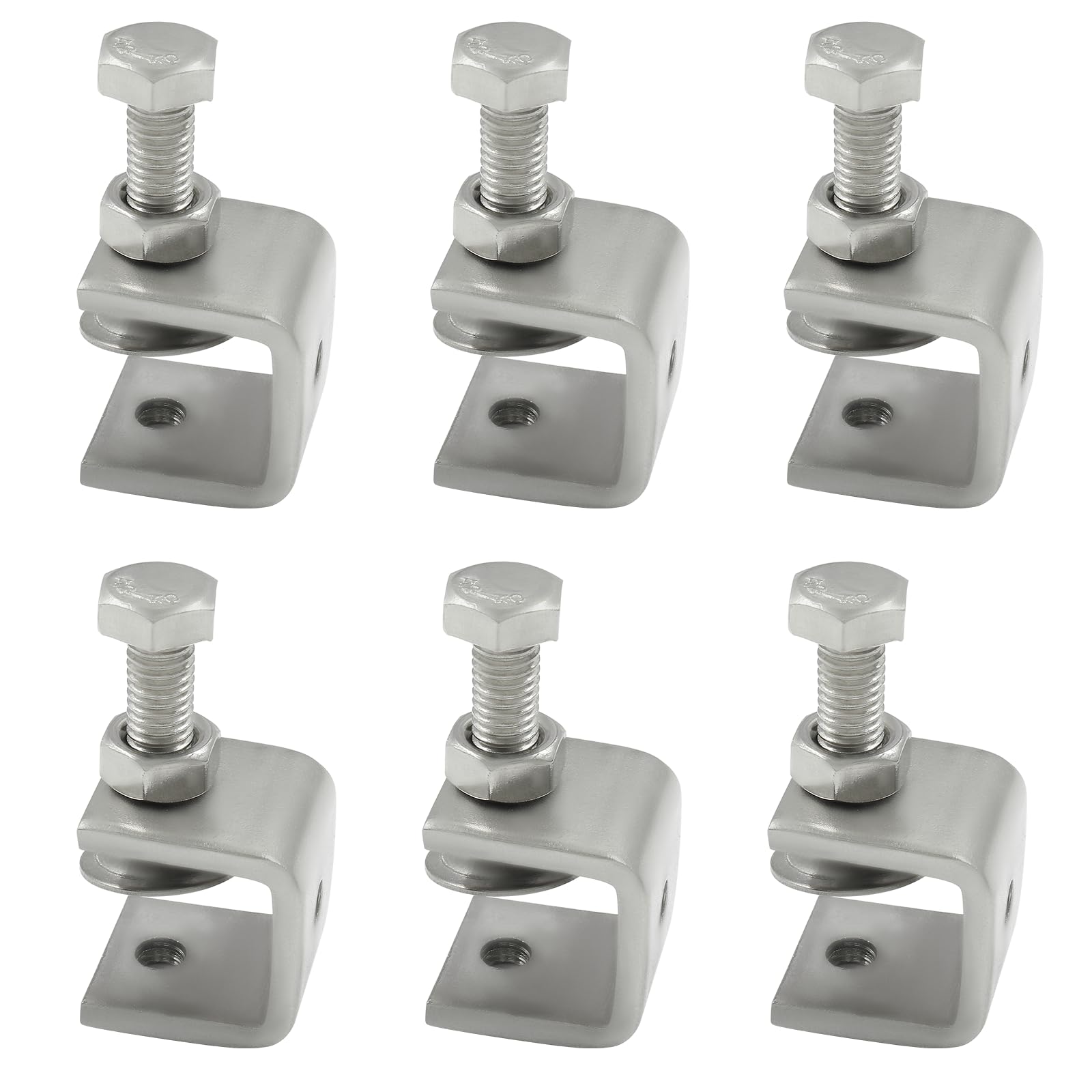 Biaungdo 6 Pcs Stainless Steel C-Clamp, Mini C Clamps Heavy Duty Metal Clamps Desk Tiger Clamp Woodworking Clamp Small U Clamps G-Clamp with Stable Wide Jaw Opening for Mounting(20mm)